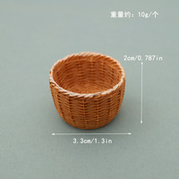 Miniature de maison de poupée : Panier à pain en bambou, panier de rangement pour cuisine miniature, accessoires de scène en résine