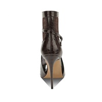Sandales à talons hauts pour femmes, style bottines, à bout ouvert, en maille gaufrée façon croco, avec fermeture éclair et bride à boucle, usine OEM/ODM sur mesure