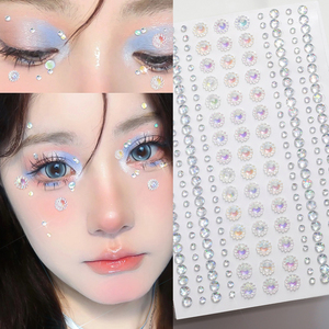 3D iridiscente girasoles cristal diamante cara pegatinas cristal flor Rhinestone Facial pegatina ojo cuerpo DIY fiesta cara gemas - Product Image 2