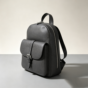 Dark Gray Genuine Leather <b>Backpack</b> For Women Buckle Front Pocket Casual <b>Daily</b> Travel Rucksack - Product Image 2