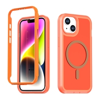 Étui de téléphone magnétique robuste 2 en 1 pour iPhone 13 et iPhone 14, coque de protection robuste avec anneau magnétique intégré