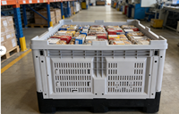 Caisse logistique en plastique avec roues |   Empilable, pliable, pour utilisation en entrepôt