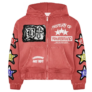 YOURBRAND Men's Zip-Up Hoodie Streetwear Black Printed Cross <b>Star</b> <b>Design</b> Regular Fit Hooded Sweatshirt Autumn Wear Hoodies - Product Image 4