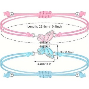 Nouveau Bracelet Papillon Coloré Effet Goutte d'Huile pour Femme, Bracelets d'Amitié BFF Tressés, Bijoux - Product Image 3