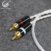 Ligne de guitare stéréo HIFI YIVO XSSH 8 Core OFC plaqué argent 3.8mm Dia. Câble Audio Aux de 3.5mm à 2RCA fil d'écouteurs et de casque