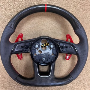 Volante de Fibra de Carbono Forjado Negro, Modelo Base Personalizable para <span class=keywords><strong>Audi</strong></span> <span class=keywords><strong>Q</strong></span> C8 A1 A3 A4 A5 A6 A7 A8 B6 B7 B8 B9 C6 C7 TT R8 - Product Image 5