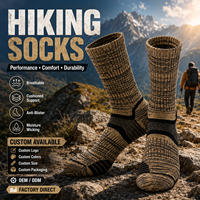 Chaussettes de randonnée en laine mérinos, anti-ampoules, avec coussinets en tissu éponge, durables, respirantes, hautement personnalisables avec lettres