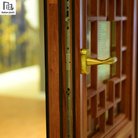 Ventanas abatibles de madera revestidas de aluminio Ventanas de inclinación y giro Impacto de huracán Ventanas de madera de aluminio a prueba de calor doble templado