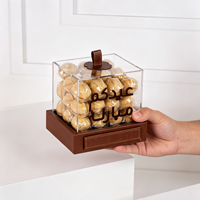Ledergriff Ramadan Maßgefertigte Schokoladenriegel Süßigkeiten Gebäck Display Klare Acryl Geschenkbox Dessert Keks Verpackungsbox mit Logo