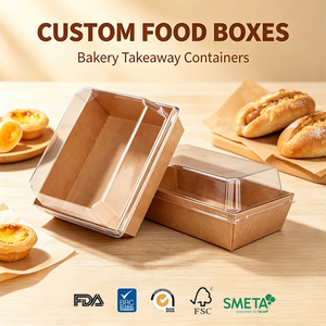 Empaquetado de pastel y <span class=keywords><strong>sushi</strong></span> de papel de tamaño personalizado de alta calidad Sándwich de comida rápida y para caja de rollo suizo con tapa de PET transparente - Product Image 1