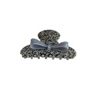 Pince à cheveux vintage en acétate à pois avec nœud, texture marbrée, élégante, style requin, pour femme, accessoire pour chignon arrière, style OL
