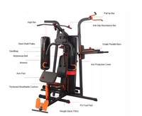 Equipo de Gimnasio Metálico Moderno, Entrenamiento de Fuerza y Acondicionamiento Físico, 5 Estaciones, Uso Comercial, Multifuncional, Multigimnasio, Resistente