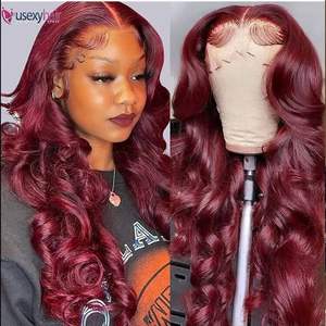 99J 13x4 Lace Front Water Body Wave Perruque de cheveux humains pour femmes noires Bourgogne <span class=keywords><strong>Vin</strong></span> Rouge Soyeux Droite Dentelle Frontale Perruque Pré Plumée - Product Image 4