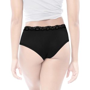 Lot de 10 culottes boyshort pour femme, taille mi-haute, en coton extensible avec dentelle, respirantes - Product Image 3