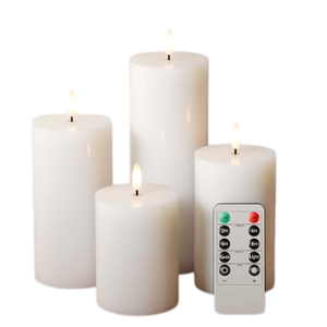 Bougie pilier LED sans flamme en cire de paraffine blanche avec télécommande pour la décoration de la maison - Product Image 1
