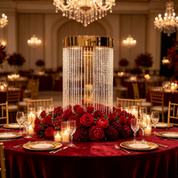 SMS Edelstahl Kristall-Perlen Blumenständer Hochzeitstisch-Mittelstück Gold Silber Metall-Säulenvase für Bankett-Event-Dekoration