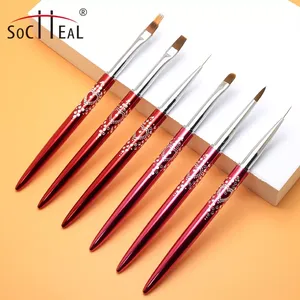 Juego de pinceles Nail Art con mango de Metal y Diamante rojo, Gel de nailon de alta calidad, delineador UV, pintura 3D acrílica, novedad de <span class=keywords><strong>2022</strong></span> - Product Image 4
