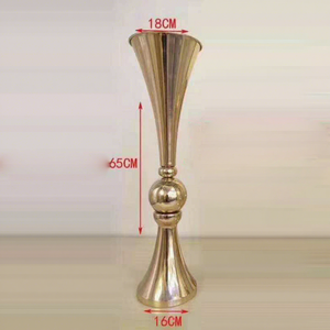 Nuovo arrivo oro alti vasi nozze centrotavola metallo fiore colore argento - Product Image 3