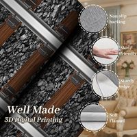 Railway Extra Long Hallway Runner Rug Realistic Train Track Stone Print Faux Cashmere Non-Slip Washable Carpet for Bedroom
