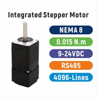 Moteur pas à pas intégré Modbus-RS485 compact NEMA 8, 0,015 Nm, 9-24 VCC, large plage de tension, en boucle fermée, pour petites graveuses CNC