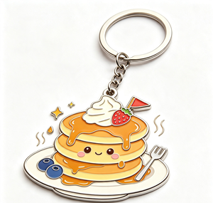 พวงกุญแจแพนเค้กการ์ตูนโลหะผสมสังกะสีเคลือบเงา ของที่ระลึกร้านกาแฟ - Product Image 1