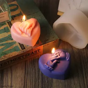 Early Riser DIY diseño creativo Día de San Valentín símbolos de amor Mano a Mano jabón vela perfumada molde Resina de silicona epoxi Silicona - Product Image 1