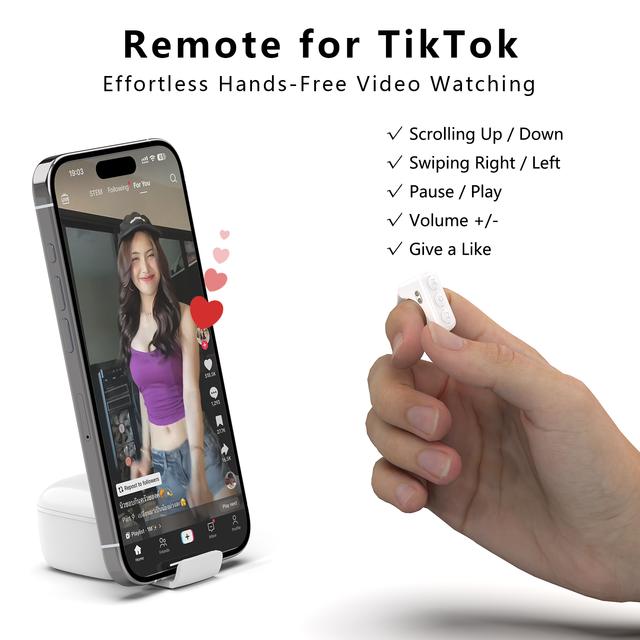 Selfie Remote Control With Magnetic Finger Ring for Kindle Page Turner TikTok Scrolling