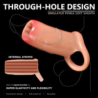 Préservatif en silicone Lumeng LM-884 à dents de loup, épaissi, allongé, extra-épais, gaine de pénis artificielle, insertable pour hommes, sexuel et érotique