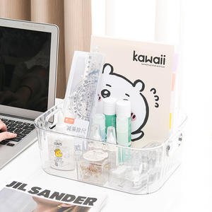 Boîte de rangement transparente vert foncé pour bureau 5L avec poignées pour organiser le maquillage et les produits de soin - Product Image 2