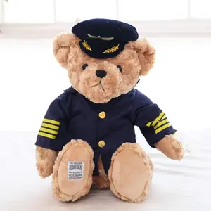 Oso de peluche personalizado CE/ASTM al por mayor, bonito oso de peluche vestido con uniforme del ejército, recuerdo de oso de peluche 2024