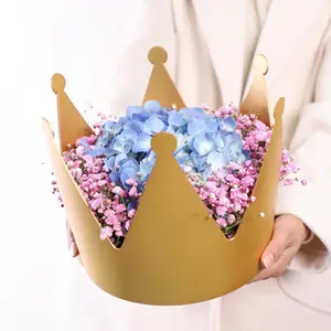 奢华创意女王皇冠造型人造皂花玫瑰礼盒防水鲜花花束盒母亲节