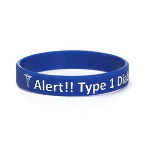 Pulseras de Identificación Médica de Silicona Clásicas para Diabetes <span class=keywords><strong>Tipo</strong></span> <span class=keywords><strong>1</strong></span>, Paquete de 5, Personalizadas, de Alta Calidad y Económicas, para Hombres y Mujeres, Muestra Gratis, 7.5 Pulgadas - Product Image 2