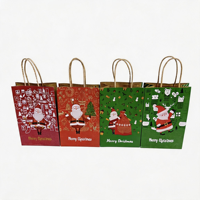 Sac en papier kraft vert de Noël en stock, 120 g/m², recyclable, avec poignée découpée, idéal pour les paniers de supermarché et de magasin