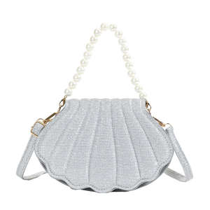 Sac à main personnalisé en cuir PU brodé de perles, forme coquillage pour fille, avec fermeture à rabat, sac à bandoulière - Product Image 2