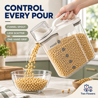 Distributeur de céréales en plastique écologique 2L 2.8L, récipient de stockage alimentaire transparent avec poignée, bec verseur et tasse doseuse pour riz et céréales, cuisine