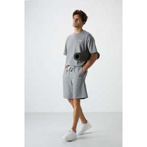 Conjunto de Pantalones Cortos de Algodón Gris Melange para Hombre, Corte Holgado Estilo Bermuda, 100% Algodón, Textura Suave, Cómodo de Usar 85250 - Product Image 3