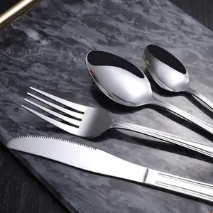 Hotel Juego De Cubiertos Stainless Steel Silverware Mirror Flatware Spoon Fork Knife