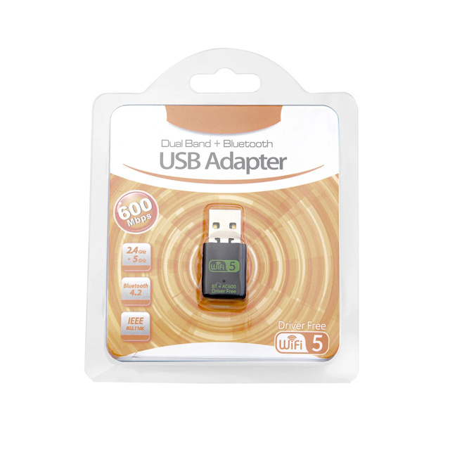 Driver Free External Mini 2-In-1 Wifi For Adapter Ac600 Dual Band 2.4G/5G Usb Network Dongle Usb Adapter For Pc Laptop