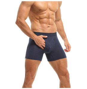Pantaloncini da uomo intimo Boxer slip in cotone personalizzato con Logo sportivo in tinta unita <span class=keywords><strong>gambe</strong></span> <span class=keywords><strong>aperte</strong></span> mosche per biancheria intima taglie forti per gli uomini - Product Image 2