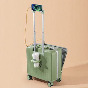 2024 <span class=keywords><strong>pas</strong></span> <span class=keywords><strong>cher</strong></span> populaire ABS avant ouvert dur 20 pouces bagages avec <span class=keywords><strong>porte</strong></span>-gobelet et USB charge <span class=keywords><strong>valise</strong></span> personnalisée sac de voyage - Product Image 6