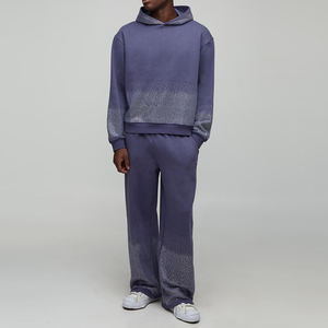 ชุดวอร์มผู้ชายแบบมีฮู้ด ประดับเพชร สีพื้น สำหรับฤดูหนาว ระบายอากาศได้ดี แห้งเร็ว คุณภาพสูง น้ำหนักเบา ขายส่ง - Product Image 1