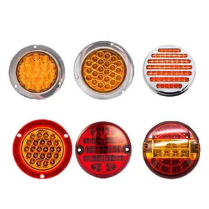 Factory High Quality 12v 24v 4 Inch Round Truck Trailer Led Stop Turn Tail Light Red Amber White Rear Lamp With Waterproof