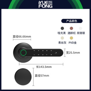 Yuefeng Maishi Smart Door <b>Lock</b> 7602 Graffiti Split Electronic Handle Password Unlock With <b>Key</b> Backup - Product Image 2