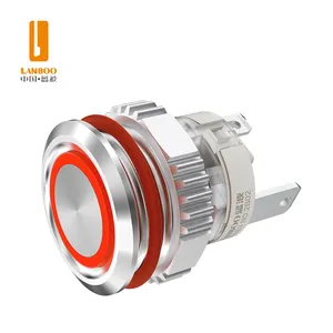 LANBOO LB16MM 15A interrupteur à bouton-poussoir court en métal avec LED matériau en acier inoxydable à courant élevé