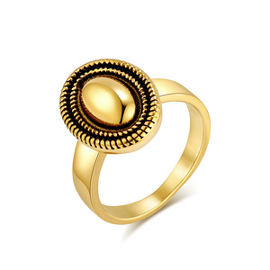 ยุโรปอเมริกันเรโทรโอวัลริงสำหรับผู้หญิงสีทองสีดำเหล็กกระจกเงาการออกแบบทางเรขาคณิตเครื่องประดับปาร์ตี้ - Product Image 5