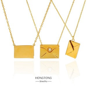 Collana <span class=keywords><strong>con</strong></span> Ciondolo a Forma di Busta per Lettera d'Amore in Acciaio Inossidabile, Scatola per Messaggio Segreto Incidibile, Regalo per Lei, Fidanzata, San Valentino - Product Image 1