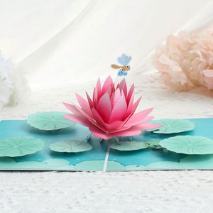 High Quality Paper Crafts Lotus Flower 3D Handmade Pop up <b>Card</b> - Product Image 3