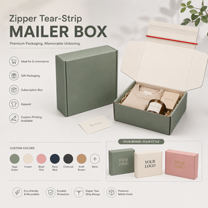 Custom Sage Green Tear Strip Zipper Mailer <b>Box</b> Corrugated Aircraft <b>Box</b> Custom Logo Print <b>Foldable</b> Shipping <b>Box</b> Factory Direct - Product Image 4