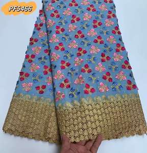 2025 saf pamuk nijerya İsviçre isviçre vual dantel yüksek kalite afrika pamuk pembe işlemeli pamuk dantel elbise bayanlar - Product Image 5