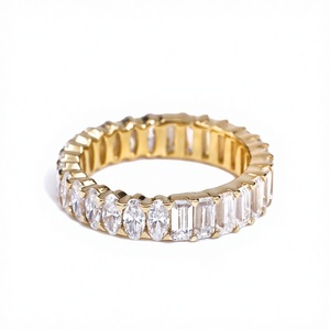 Anello di Fidanzamento Tianyu in Oro Massiccio 10K 14K 18K con <span class=keywords><strong>Smeraldo</strong></span> Taglio Marquise e Moissanite, Gioiello Nuziale Completo - Product Image 1